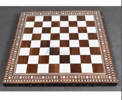 Solid Sheesham & Acrylic Ivory Inlaid Wooden Folding Chess board