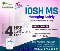 Join IOSH Managing Safely Course & get 4 HSE Certifications FREE...