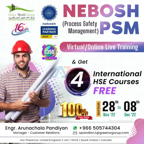 Join NEBOSH PSM Course & get 4 Intl HSE Courses @ Free!! - 1/1